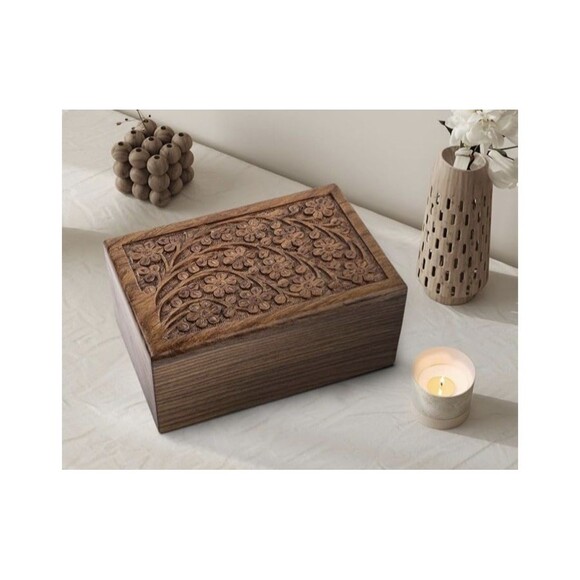 Wooden Urn Box for Ashes Cremation Box Decorative Urn Pet  8"x5.5" NEW!! - Picture 3 of 10